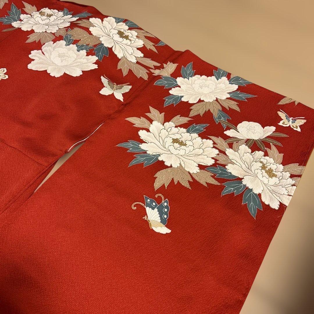 振袖　赤 正絹 美品 しつけ付