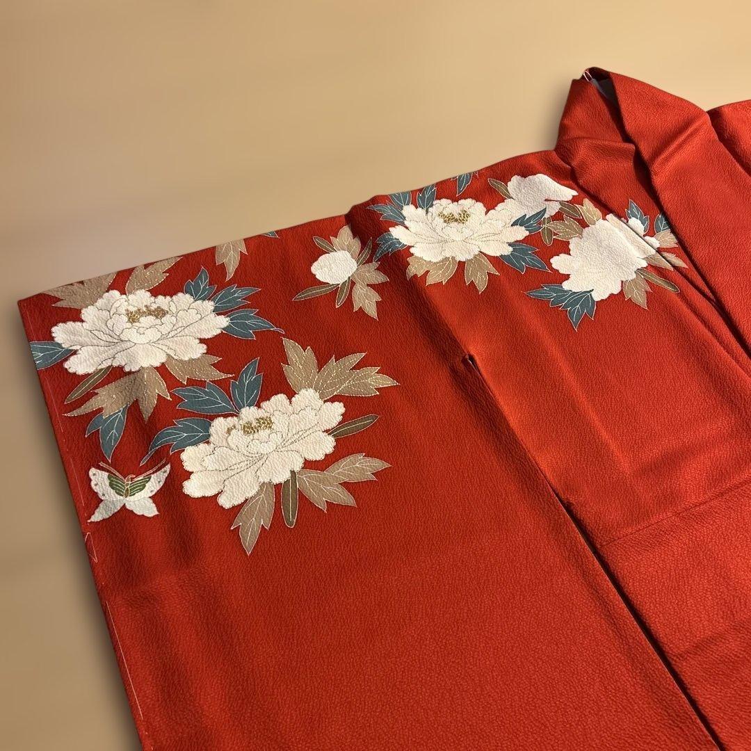 振袖　赤 正絹 美品 しつけ付