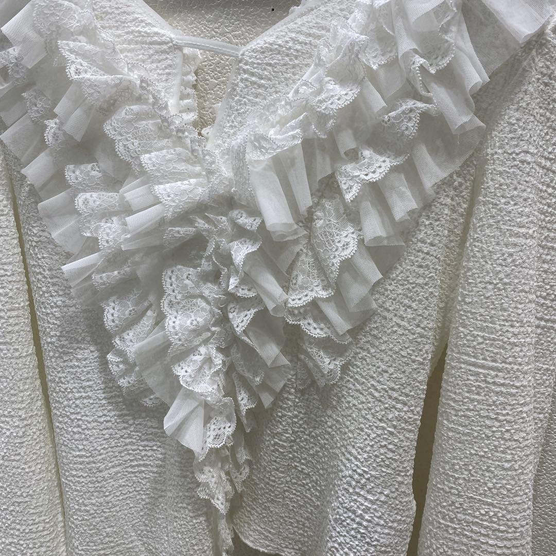 COCODEALレースフリルカットジャガードトップス