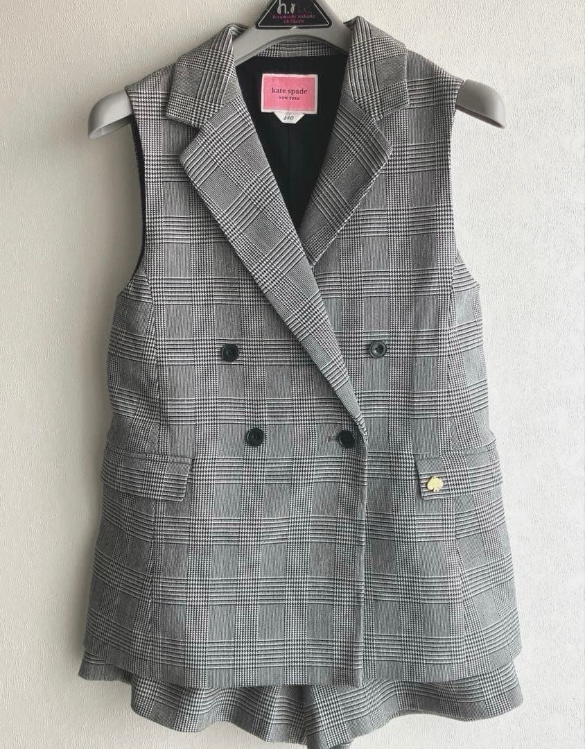 ケイトスペード チェック柄ショートパンツセット フォーマル 卒業式 卒服 140
