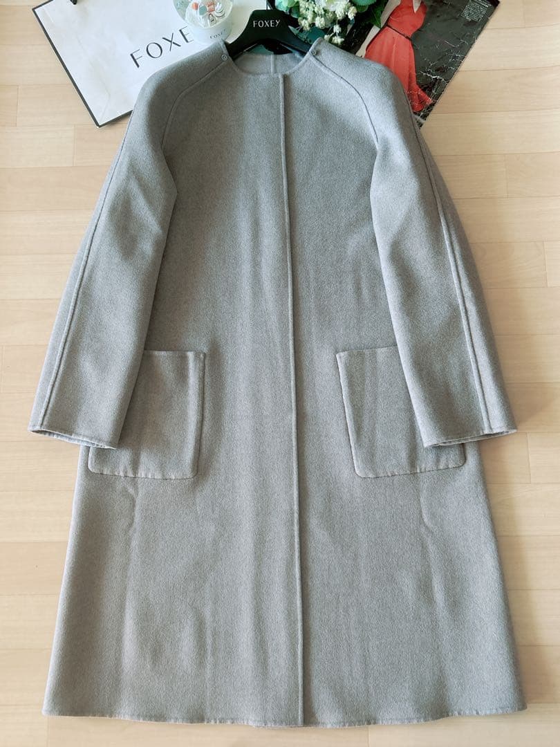 極美品！FOXEYカシミヤリバーシルロングコート￼ フリー Rene