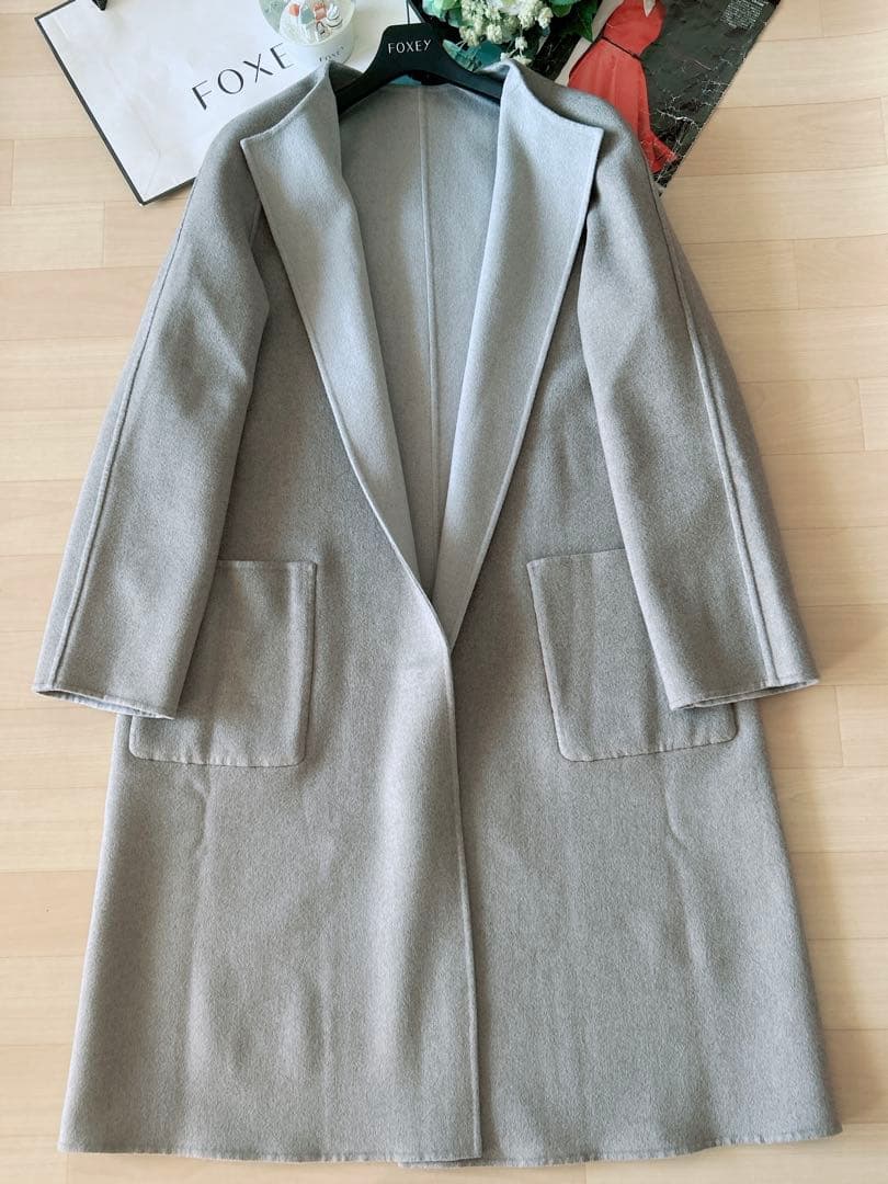 極美品！FOXEYカシミヤリバーシルロングコート￼ フリー Rene