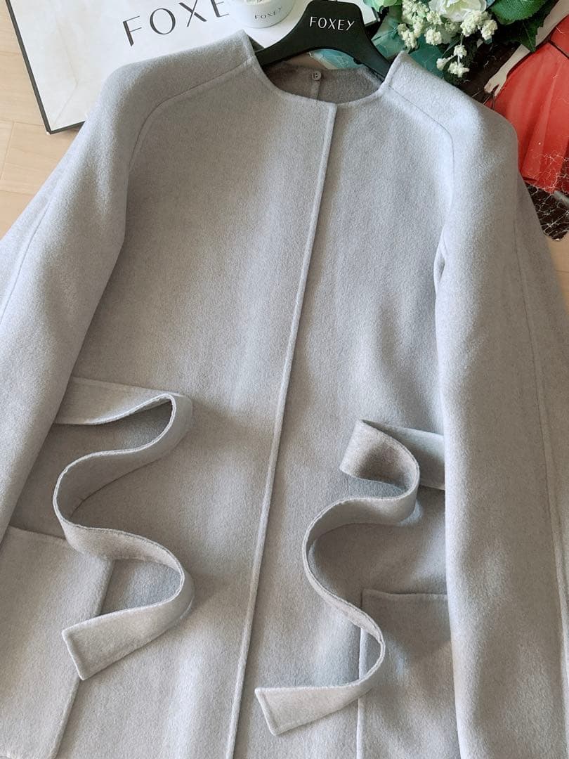 極美品！FOXEYカシミヤリバーシルロングコート￼ フリー Rene
