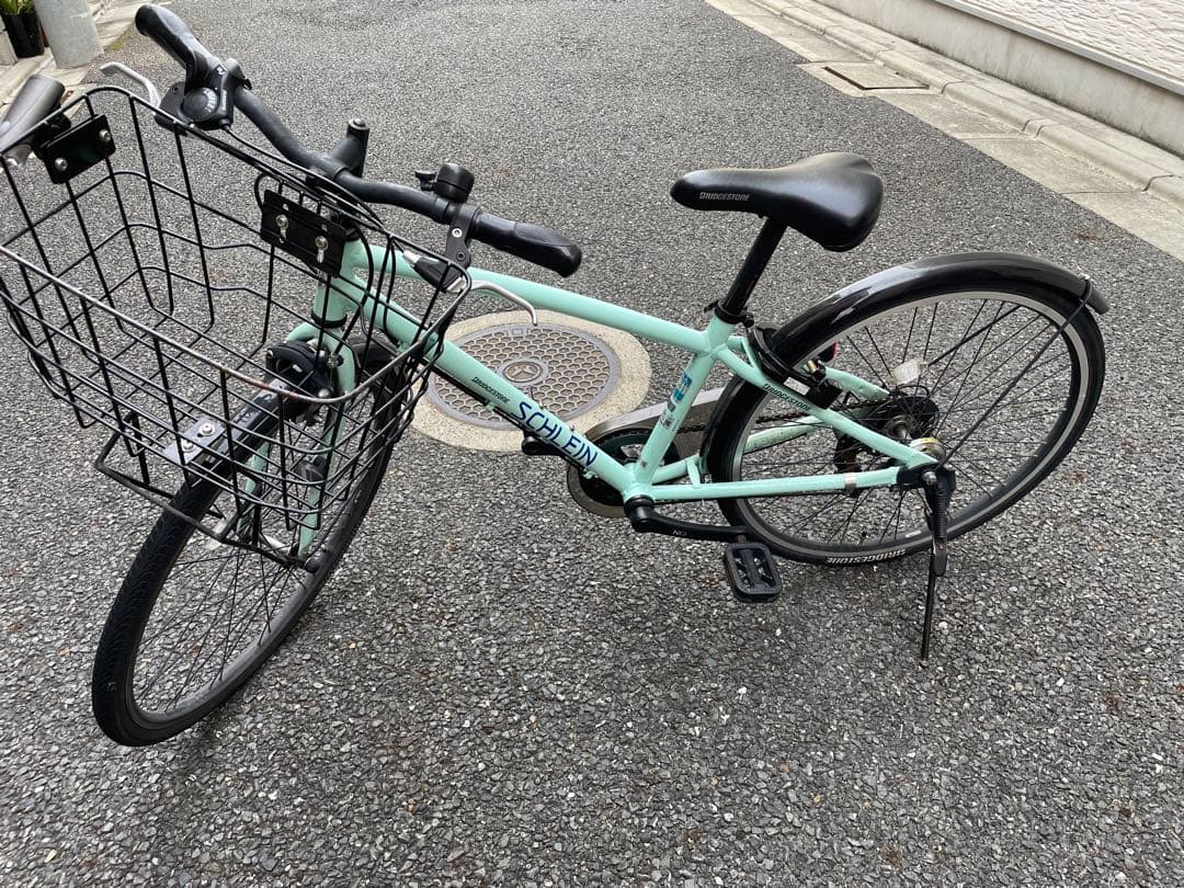 ブリヂストン24インチSCHLEIN 子供用自転車 ミントグリーン 前カゴ付き