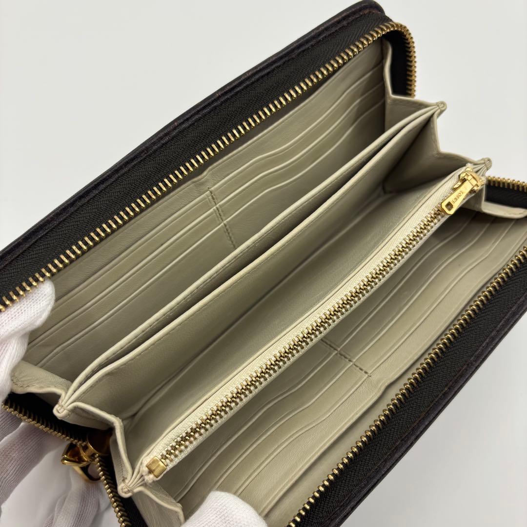 LOEWE ロエベ ヘリテージ ラウンドファスナー 長財布 ロゴ型押し レザー