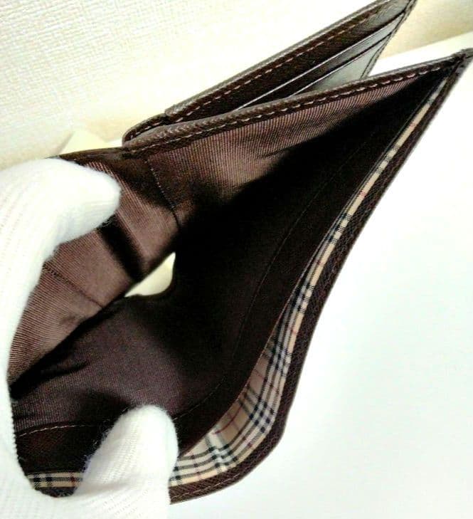【美品】バーバリーノバチェック　折財布　大容量　ブラウン　レザー