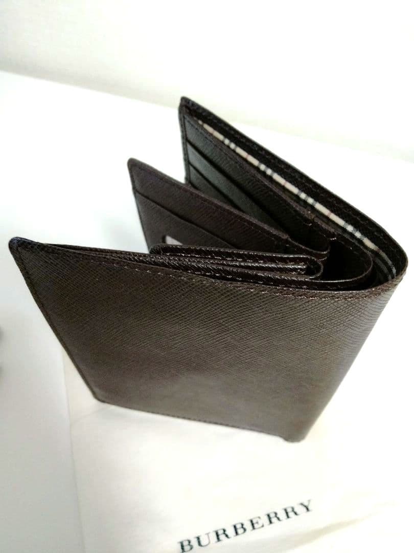 【美品】バーバリーノバチェック　折財布　大容量　ブラウン　レザー