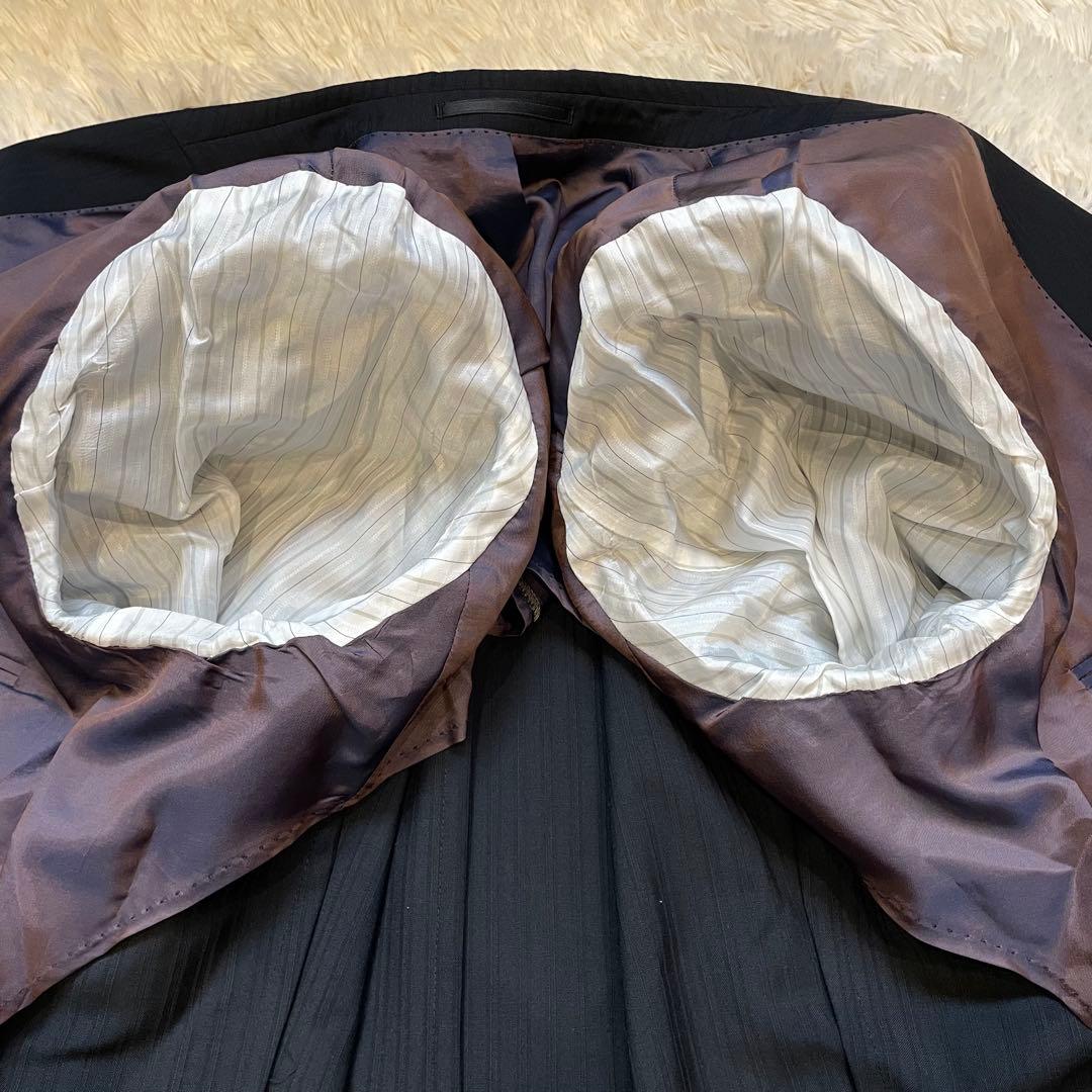 HUGO BOSS シングルスーツ 黒 セットアップ メンズ ストライプ