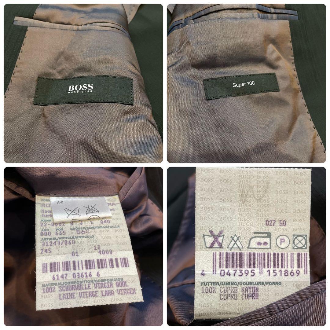 HUGO BOSS シングルスーツ 黒 セットアップ メンズ ストライプ