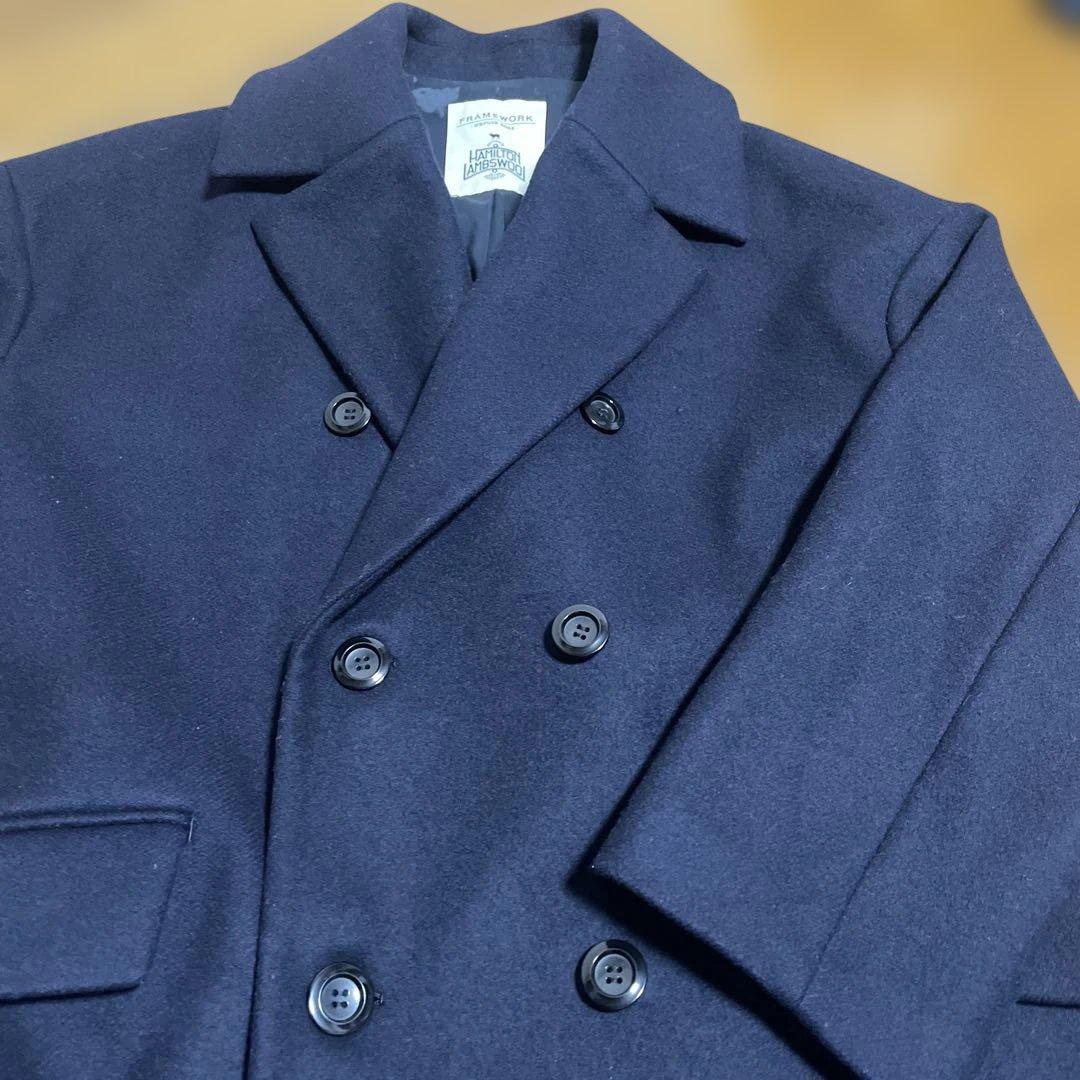 OT1FRAMEWORK ネイビーダブルブレストチェスターコート36