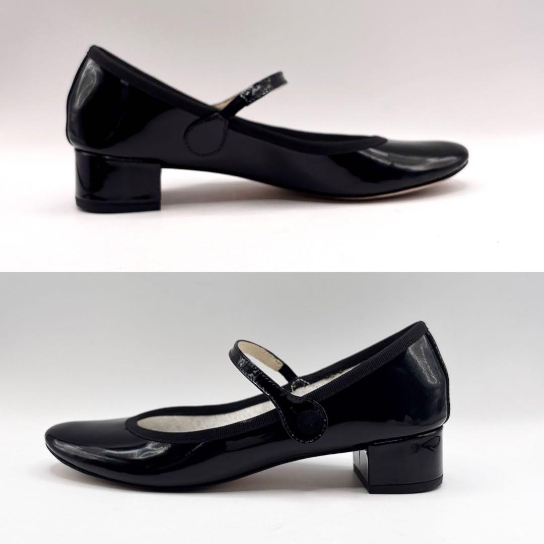 【美品】レペット ROSE メリージェーン ストラップ エナメル24 黒