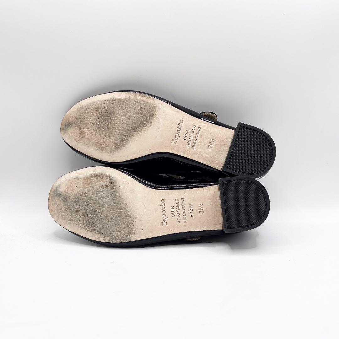 【美品】レペット ROSE メリージェーン ストラップ エナメル24 黒