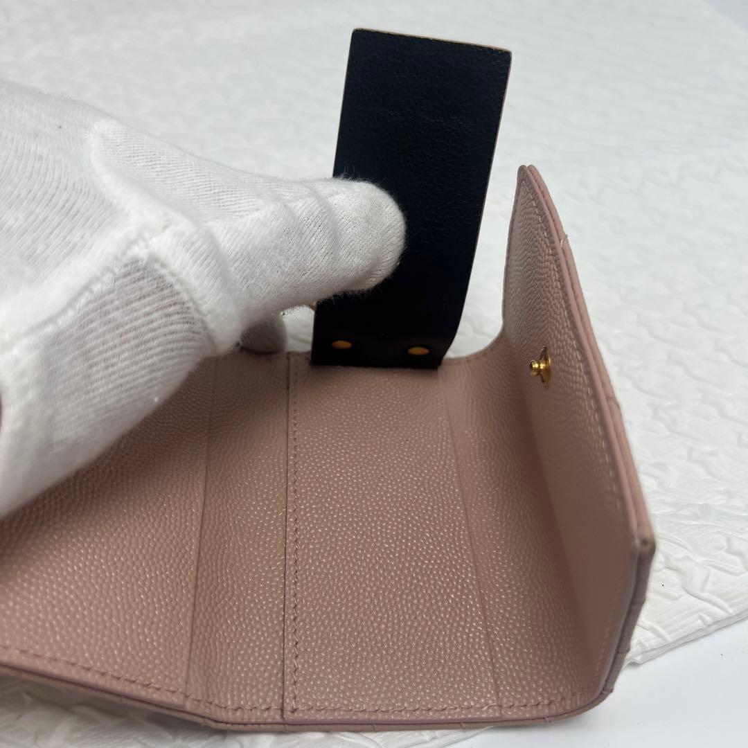 ✨極美品✨YSLサンローラン　4連キーケース　キャビアスキン　Vステッチ　ピンク