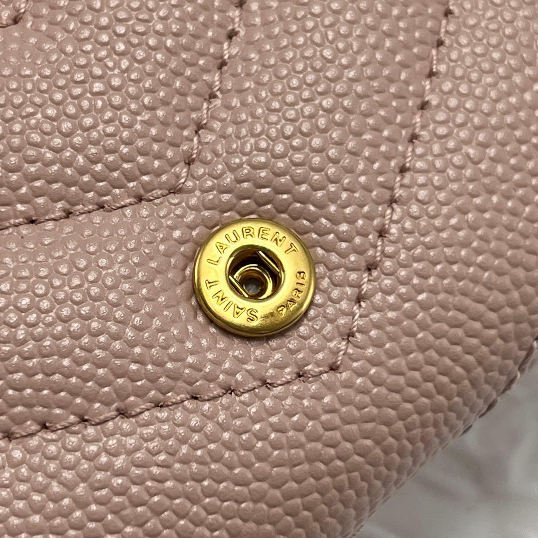 ✨極美品✨YSLサンローラン　4連キーケース　キャビアスキン　Vステッチ　ピンク