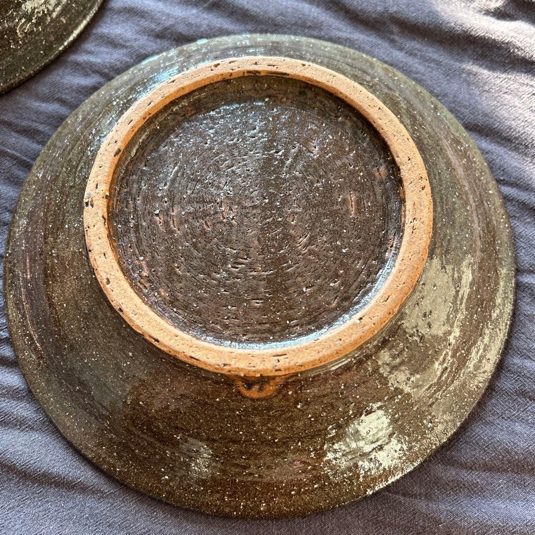 やちむん 2枚セット 7寸 大皿 丸 陶芸こまがた デイゴ柄 沖縄陶器 駒形爽飛