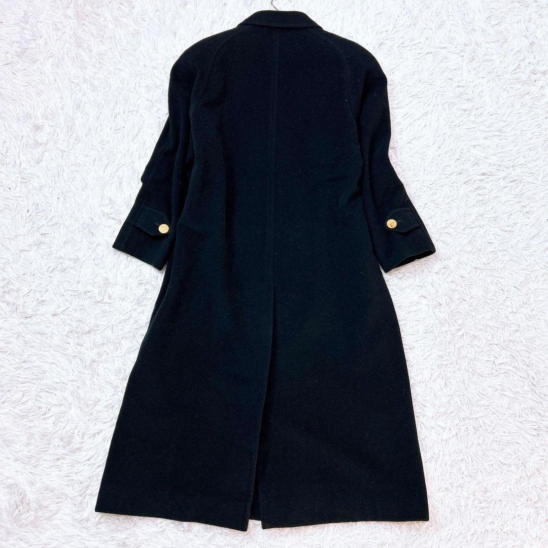 美品✨バーバリー　カシミヤ　ダブルブレスト　チェスターコート　金ボタン　ブラック