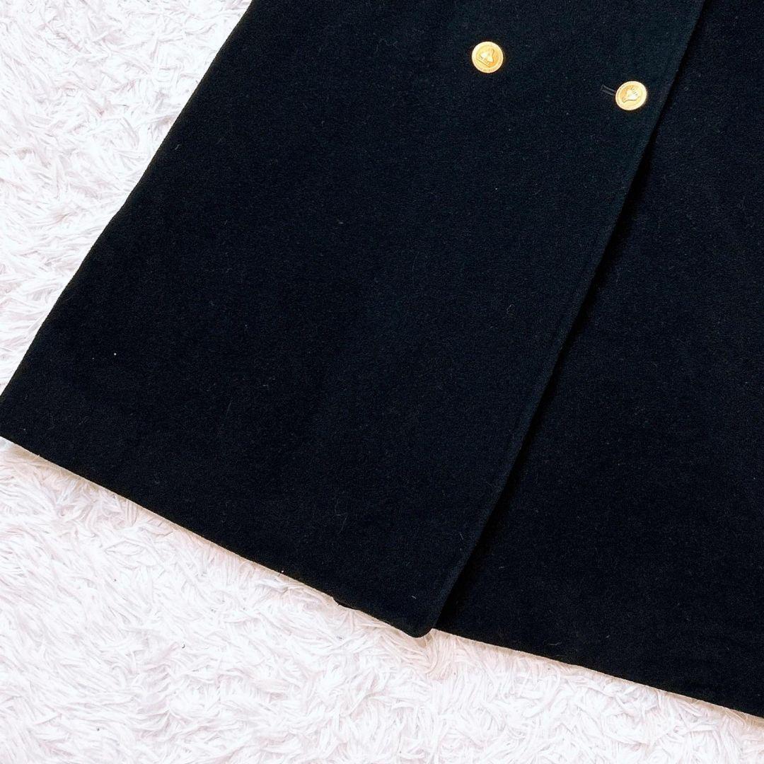 美品✨バーバリー　カシミヤ　ダブルブレスト　チェスターコート　金ボタン　ブラック