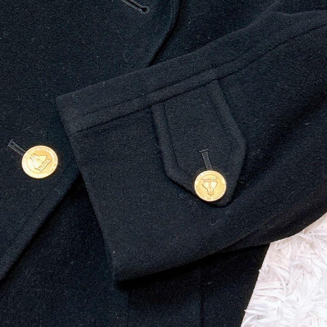 美品✨バーバリー　カシミヤ　ダブルブレスト　チェスターコート　金ボタン　ブラック