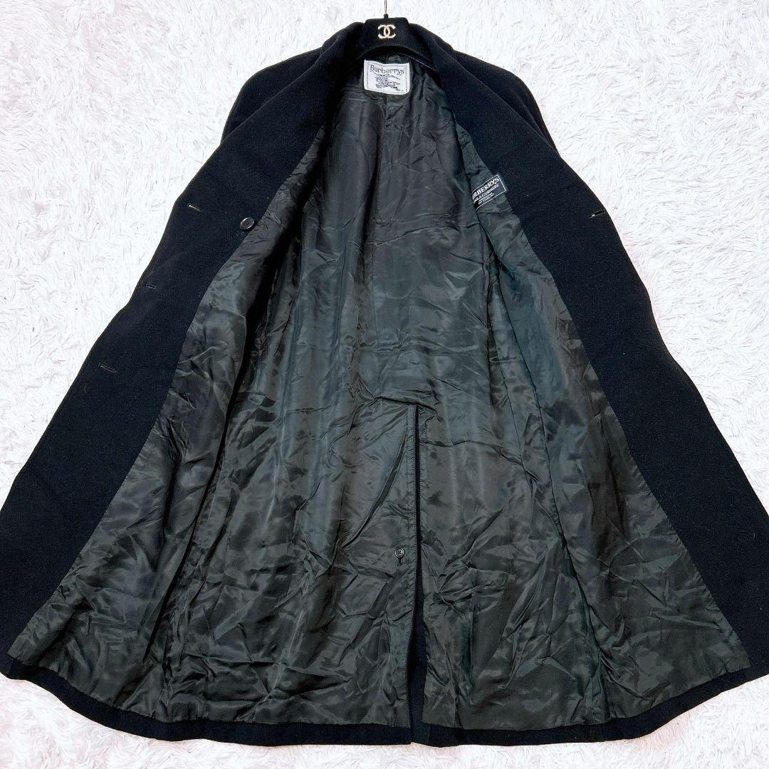 美品✨バーバリー　カシミヤ　ダブルブレスト　チェスターコート　金ボタン　ブラック
