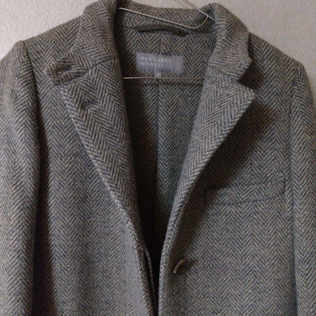 MARGARET HOWELL　ウール混　ヘリンボーン　コート