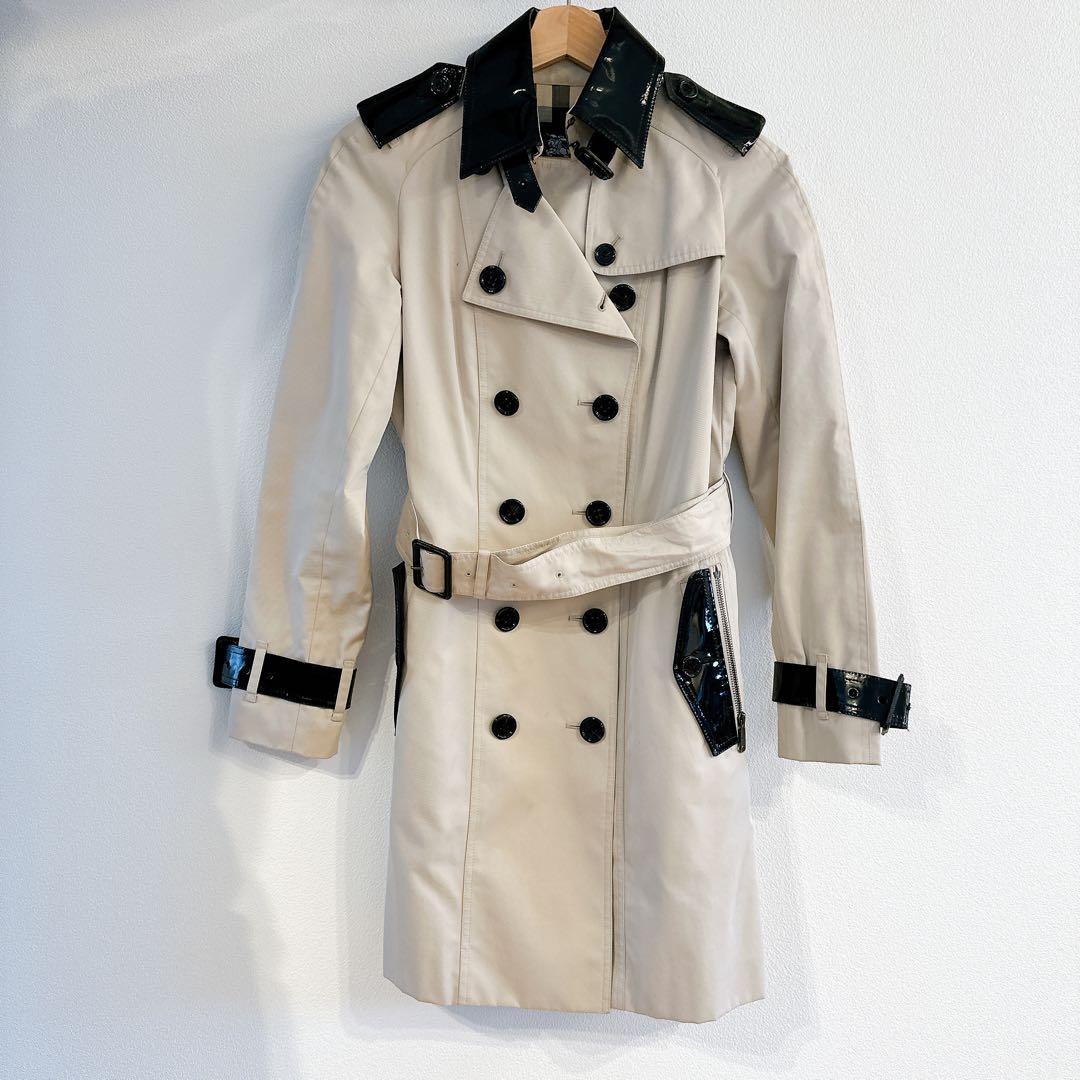ボ*2様 【美品】BURBERRY バーバリー エナメル 切替 トレンチコートノ