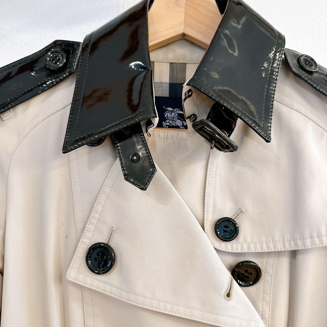 ボ*2様 【美品】BURBERRY バーバリー エナメル 切替 トレンチコートノ