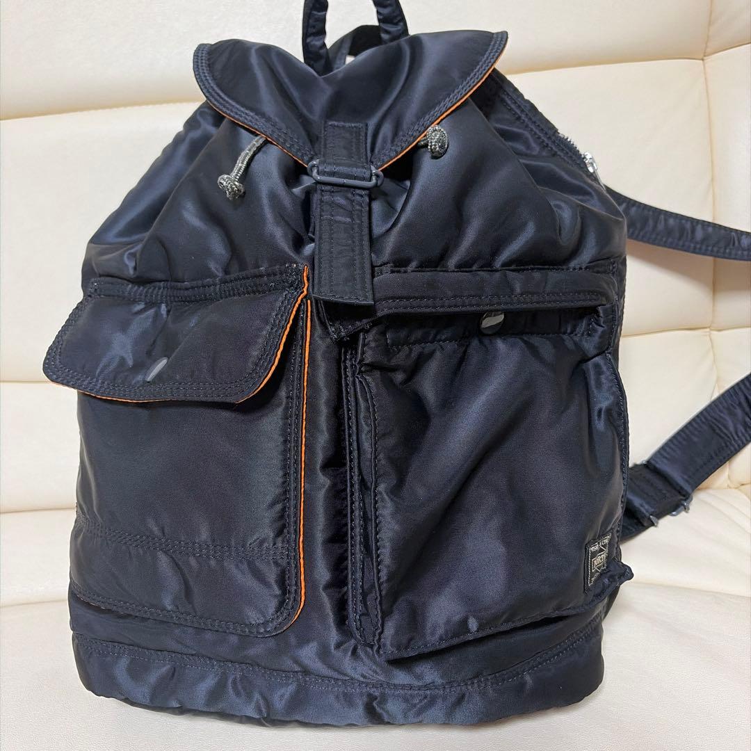 PORTERナイロン製 黒バックパック フラップ付き