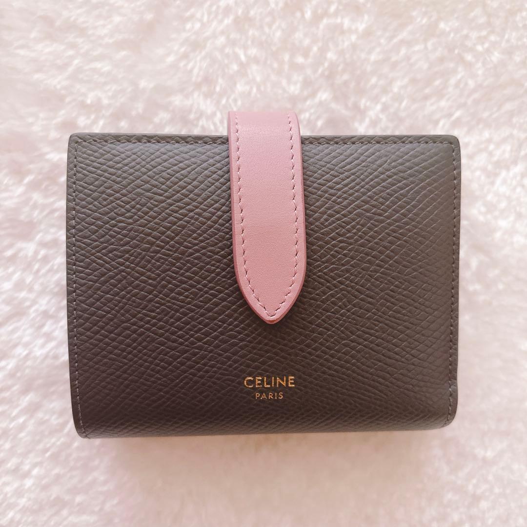 CELINE グレー/ピンク 二つ折り財布