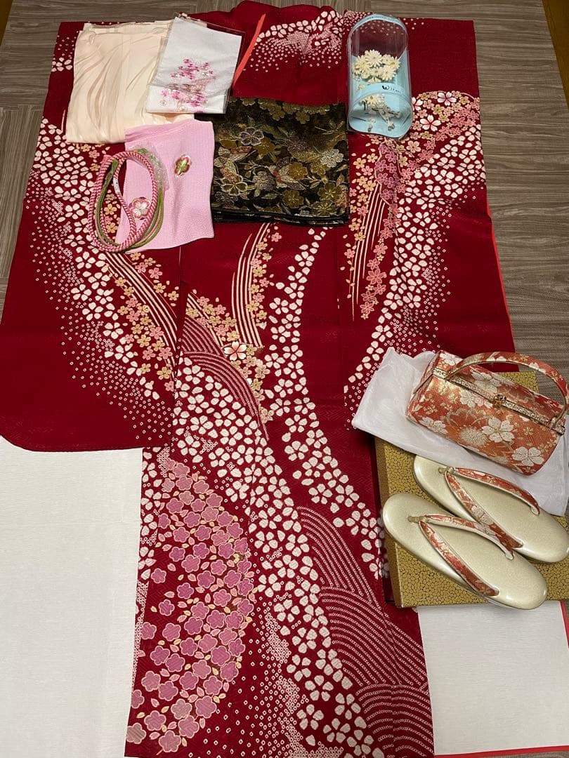 一度着美品　正絹　振袖一式セット　フルセット　成人式　結婚式　卒業式　トールOK