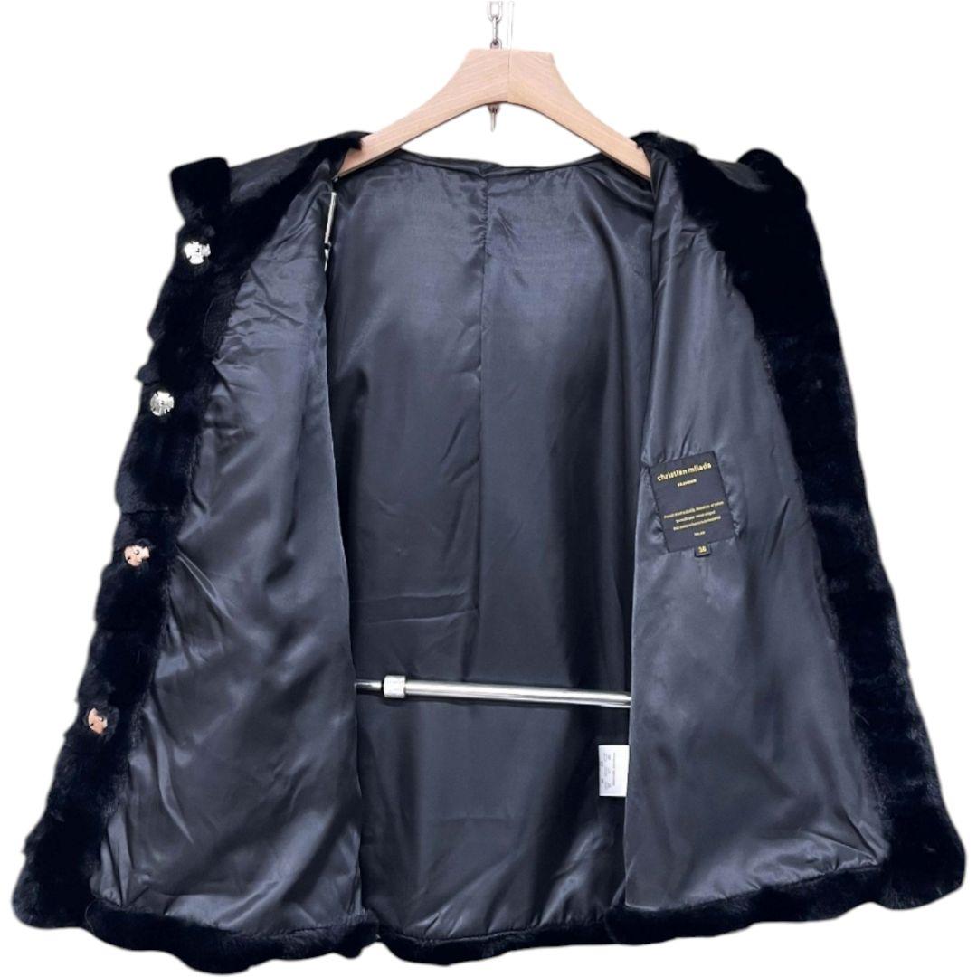 ミラノ発　毛皮コート　ミンクカシミヤ混　フード付き ジャケット　レディース　M