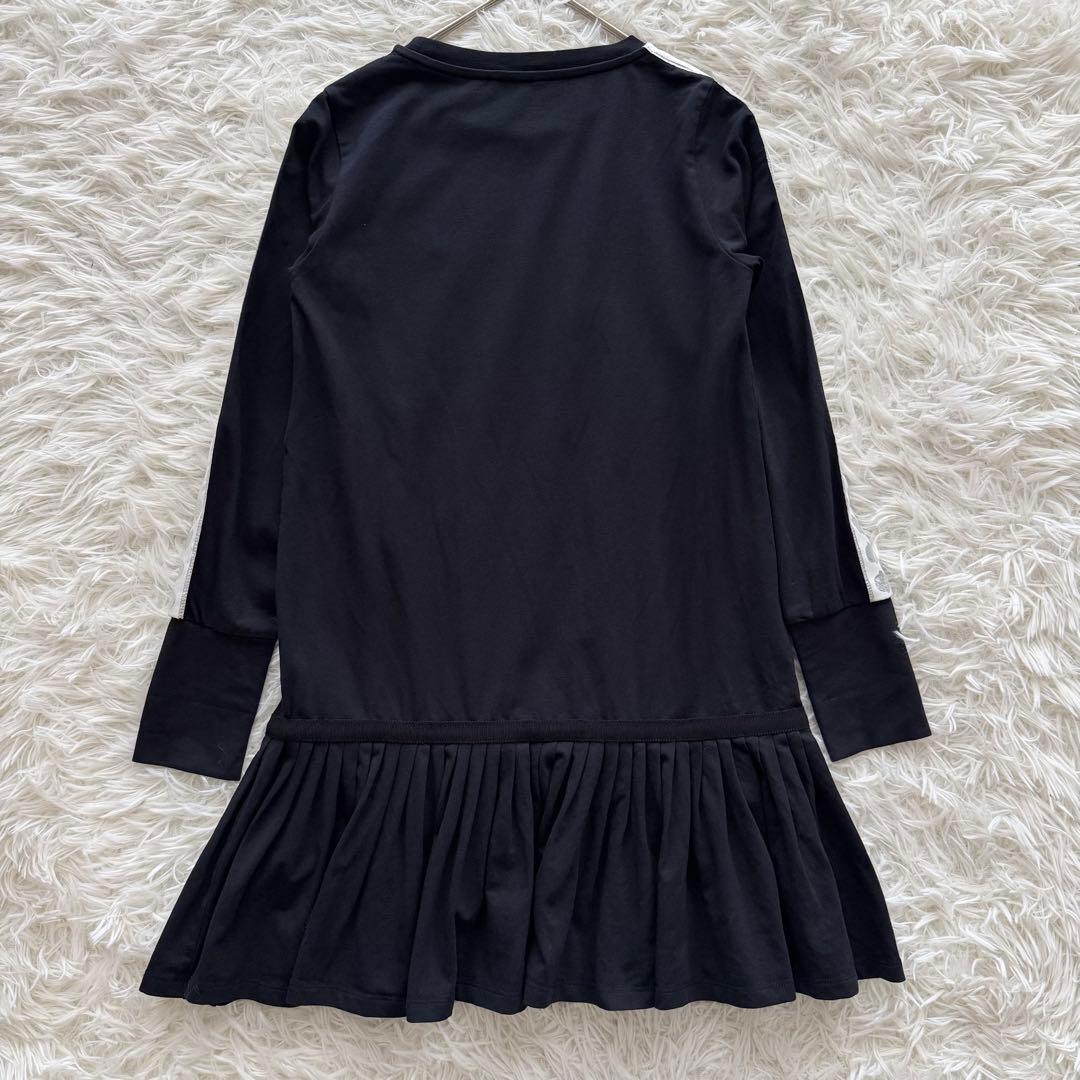 【モンクレール】ワンピース　チュニック 140cm　黒　長袖 ロゴ　フリル