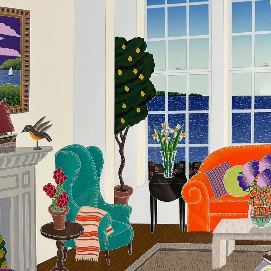 美品 トーマス・マックナイト「ナンタケットルーム」シルクスクリーン 直筆サイン入