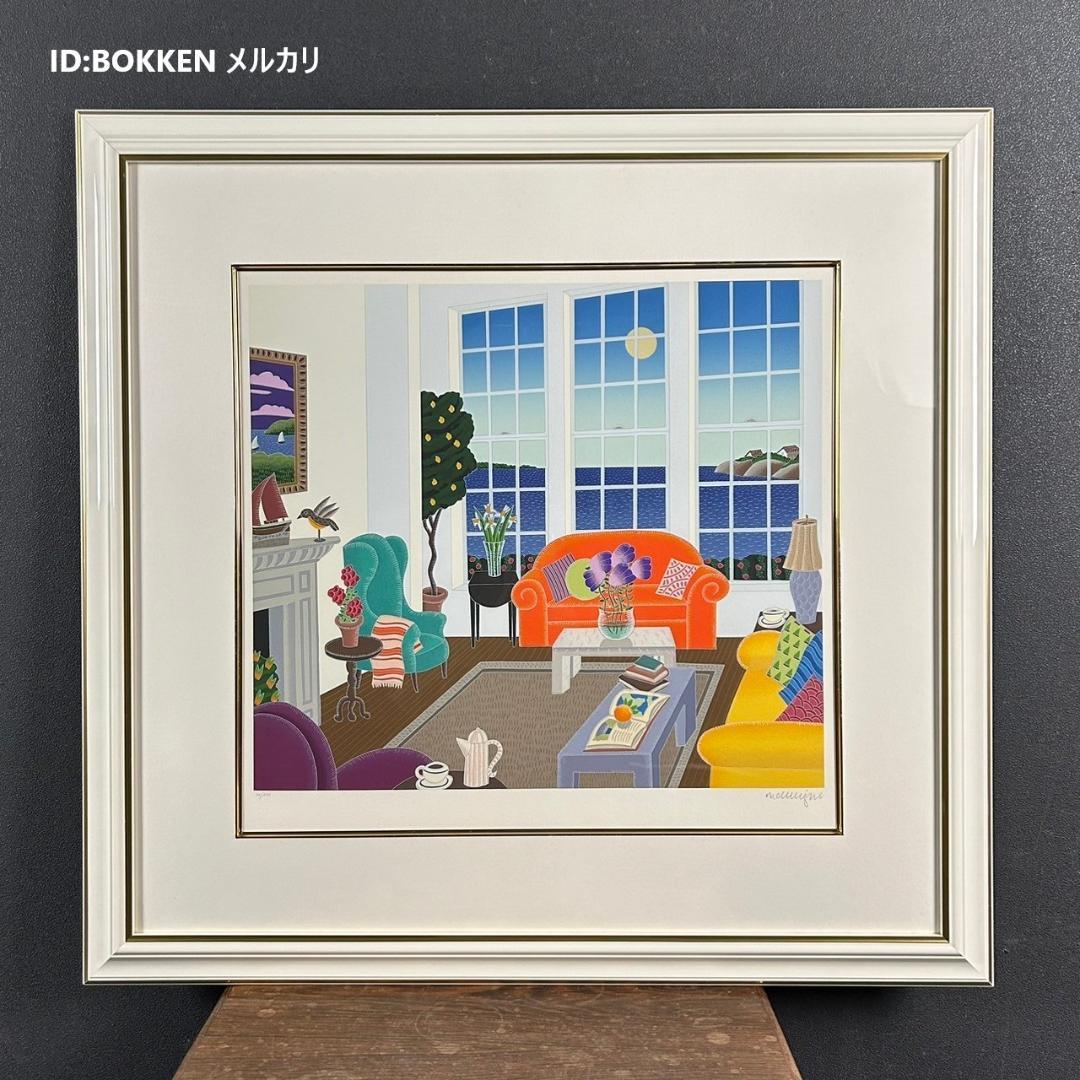 美品 トーマス・マックナイト「ナンタケットルーム」シルクスクリーン 直筆サイン入