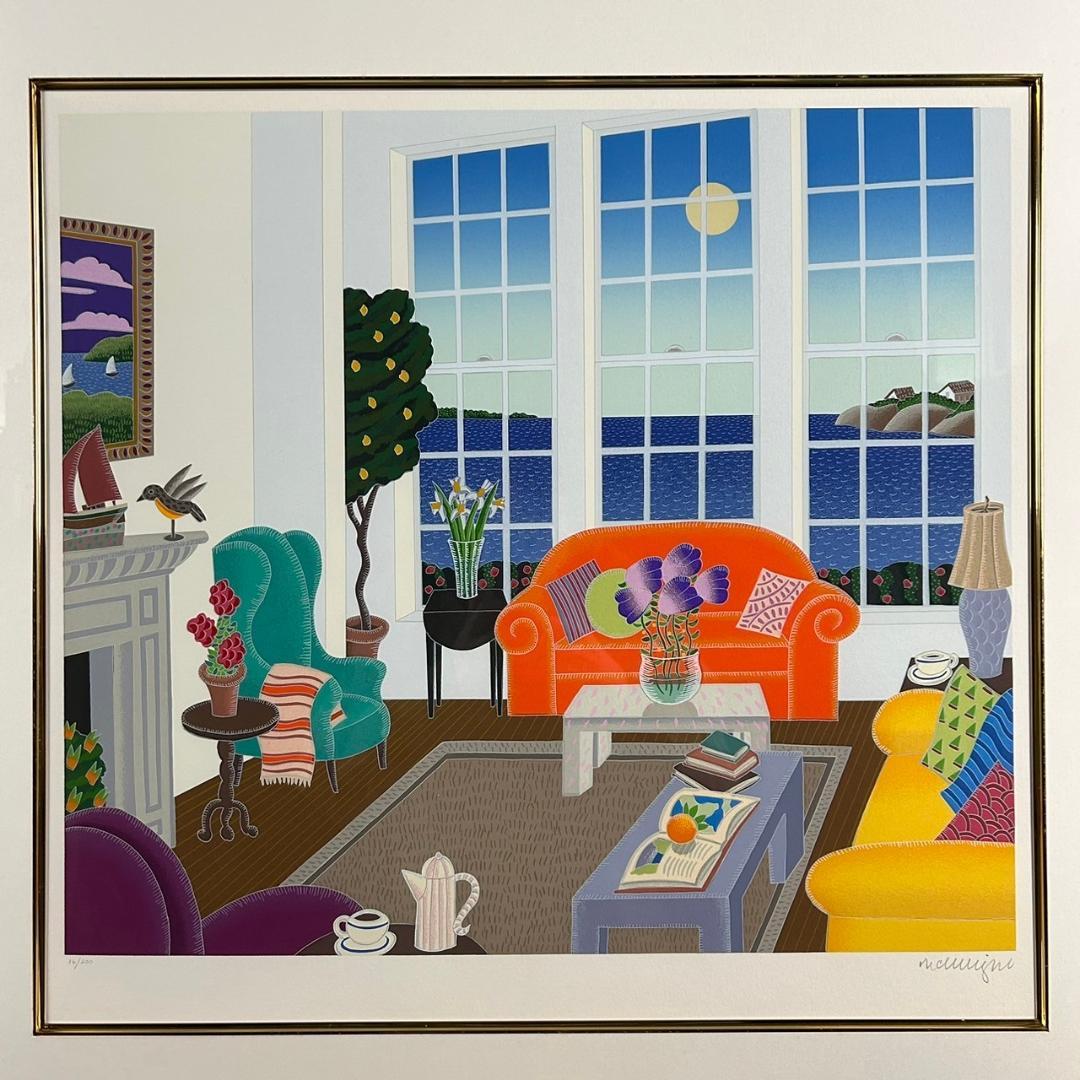 美品 トーマス・マックナイト「ナンタケットルーム」シルクスクリーン 直筆サイン入