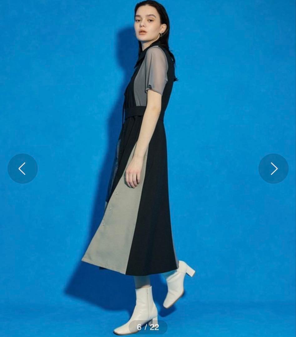 スライドアシメシャツワンピース-ウエスト調節可能- サイズ2