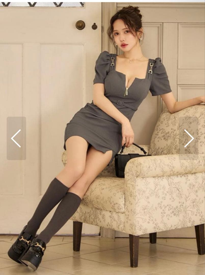 フロントジップワッフルタイトミニドレス/キャバドレス/JEWELS/ジュエルズ