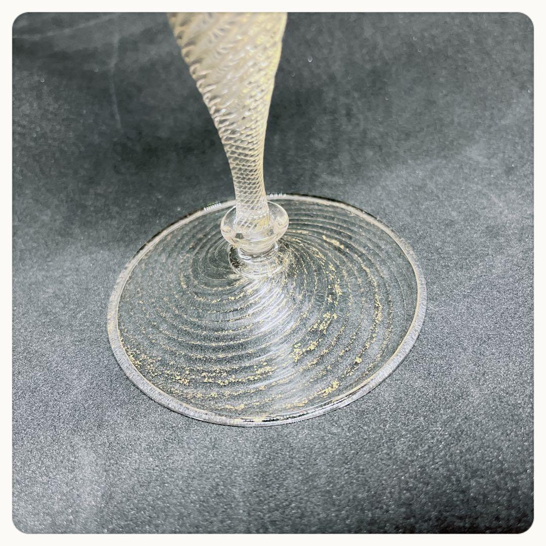 ベネチアガラス　手吹ワイングラス　ハンドメイド　ヴィンテージ