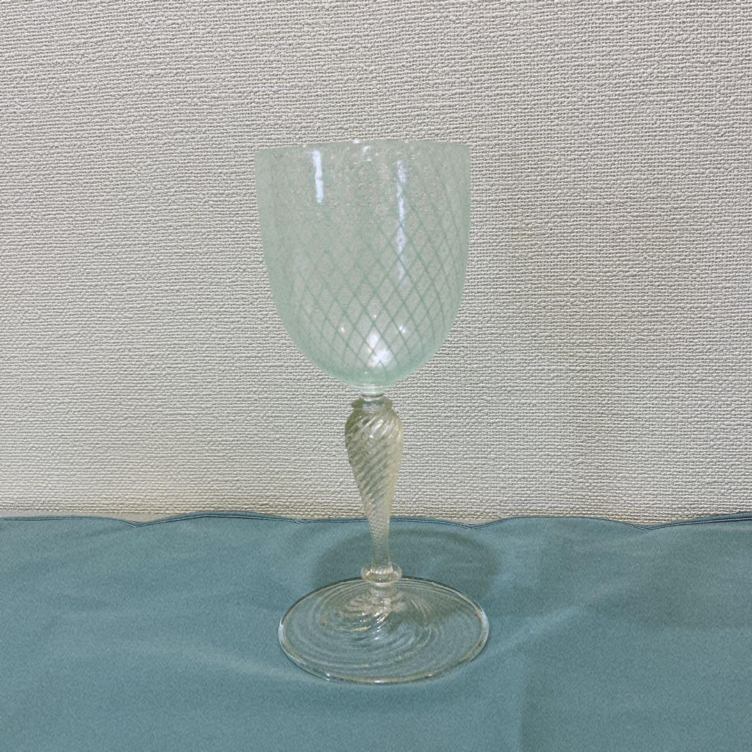 ベネチアガラス　手吹ワイングラス　ハンドメイド　ヴィンテージ