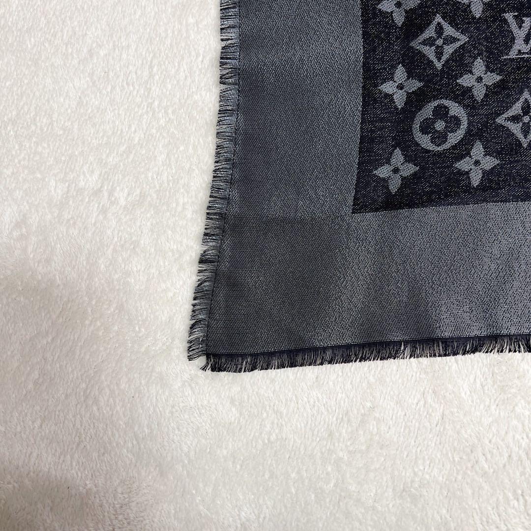 美品　ルイヴィトン モノグラム ショール ストール シルク　メタル　大判