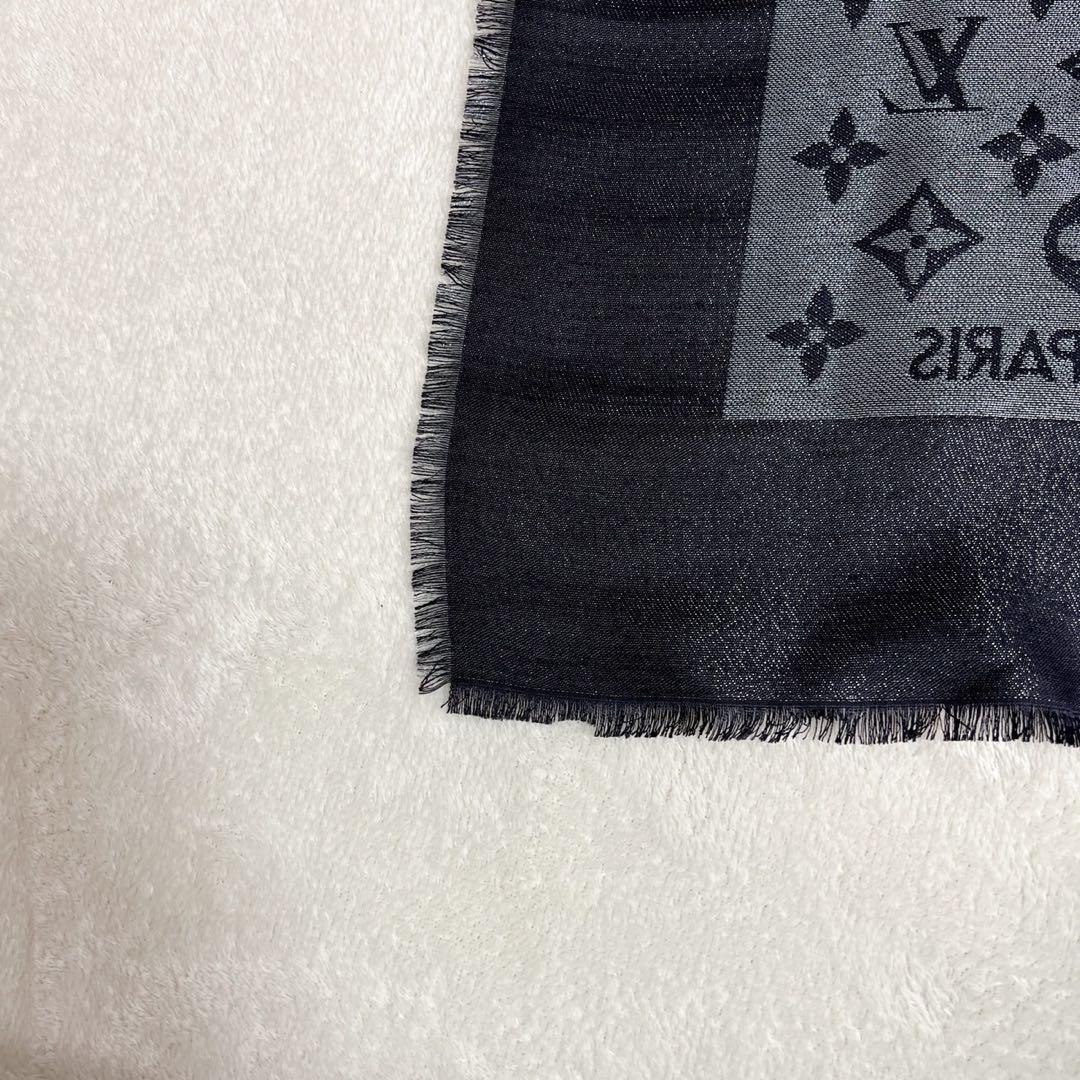 美品　ルイヴィトン モノグラム ショール ストール シルク　メタル　大判