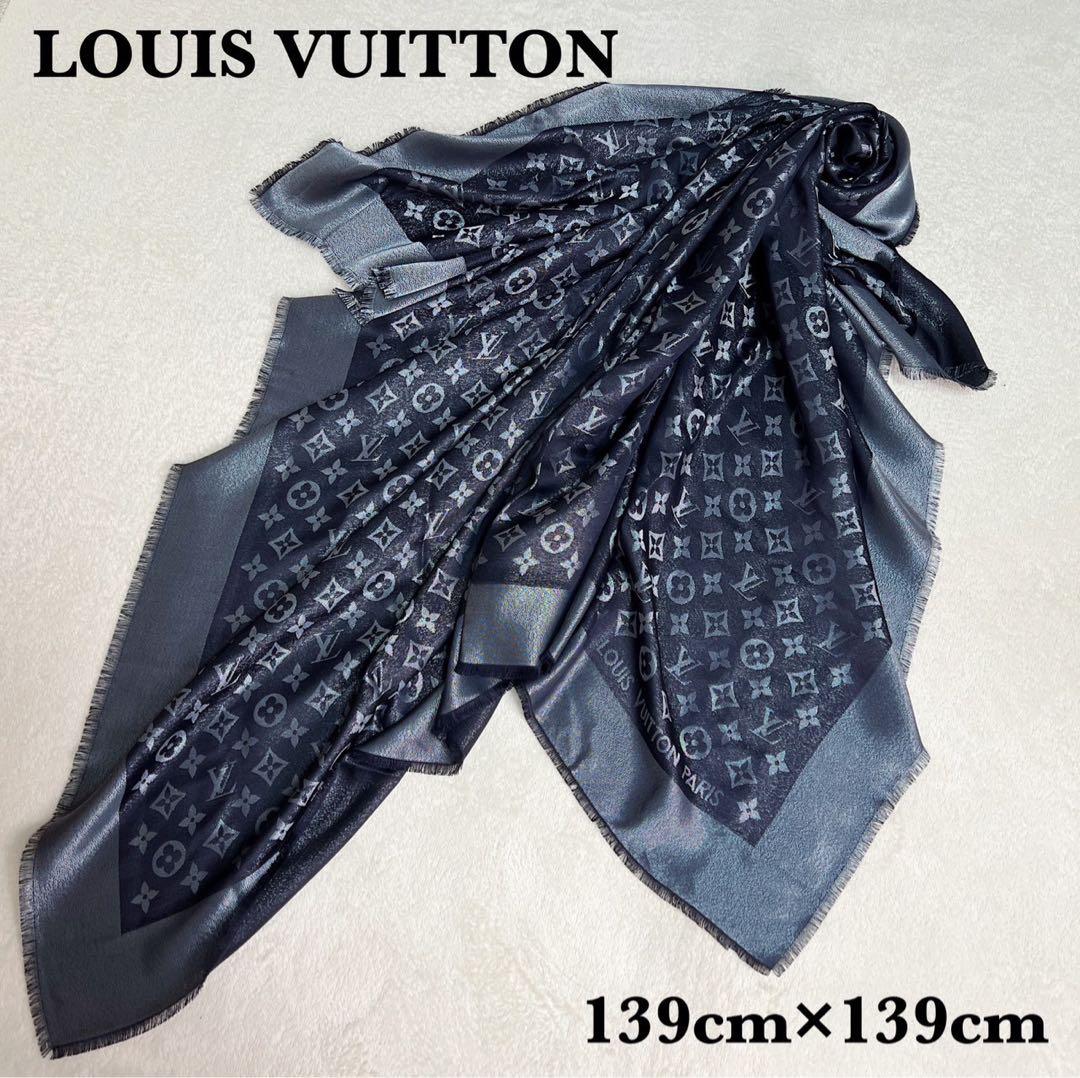 美品　ルイヴィトン モノグラム ショール ストール シルク　メタル　大判