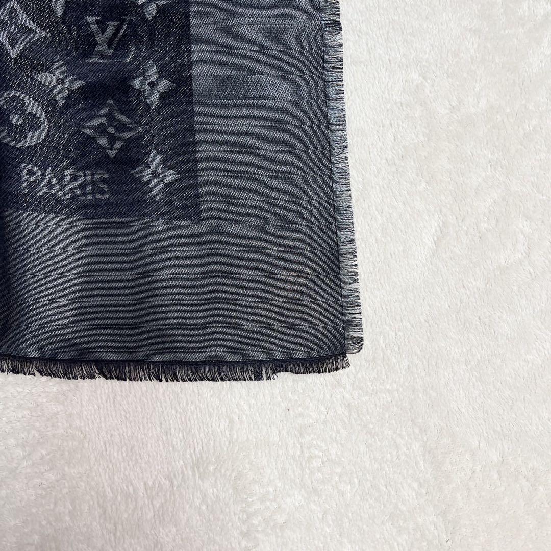 美品　ルイヴィトン モノグラム ショール ストール シルク　メタル　大判