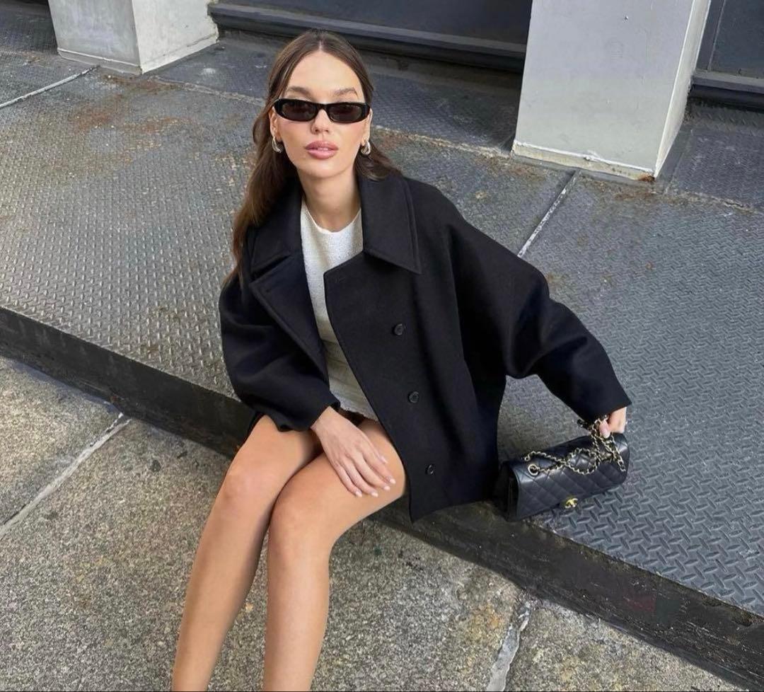 2023aw ZARA MANTECO ザラ　マンテコ　オーバーサイズコート黒