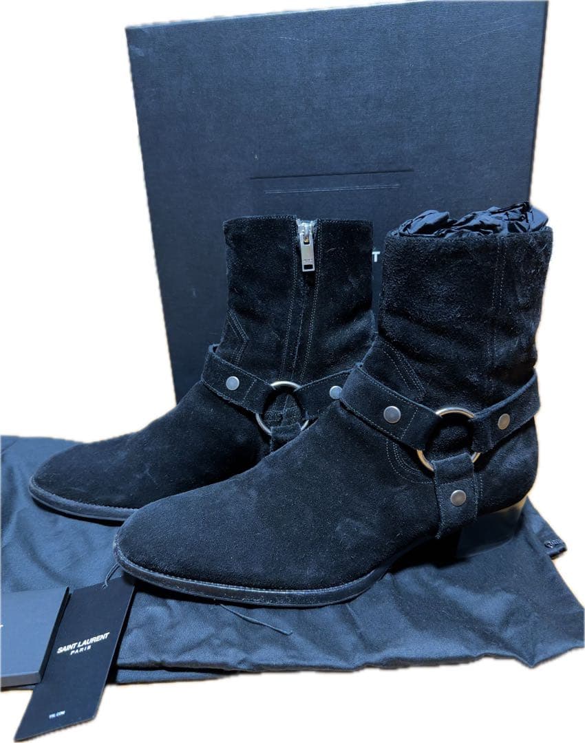 SAINT LAURENT リングブーツ スウェード