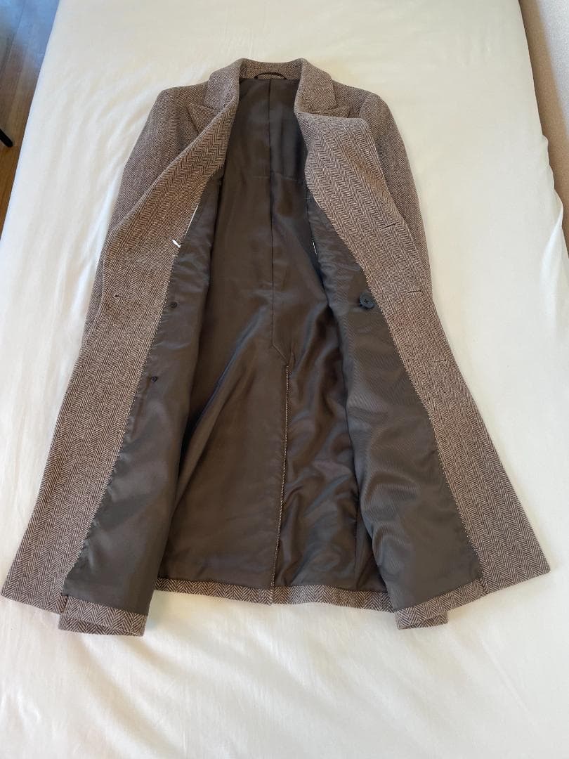 ブラウンツイード ダブルブレスト チェスターコート