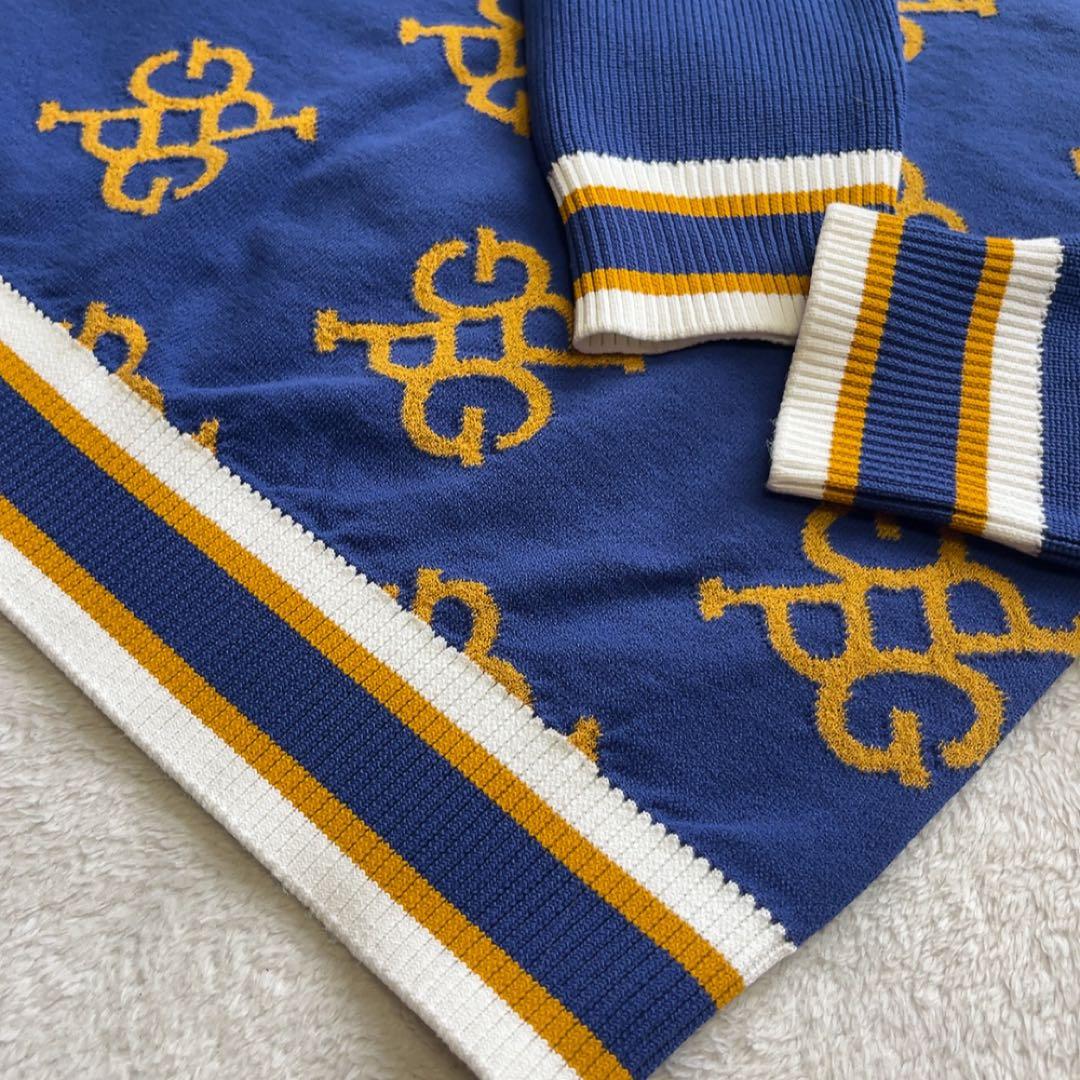 極美品　パーリーゲイツ　ニット　スカート　セットアップ　モノグラム　総柄　ブルー