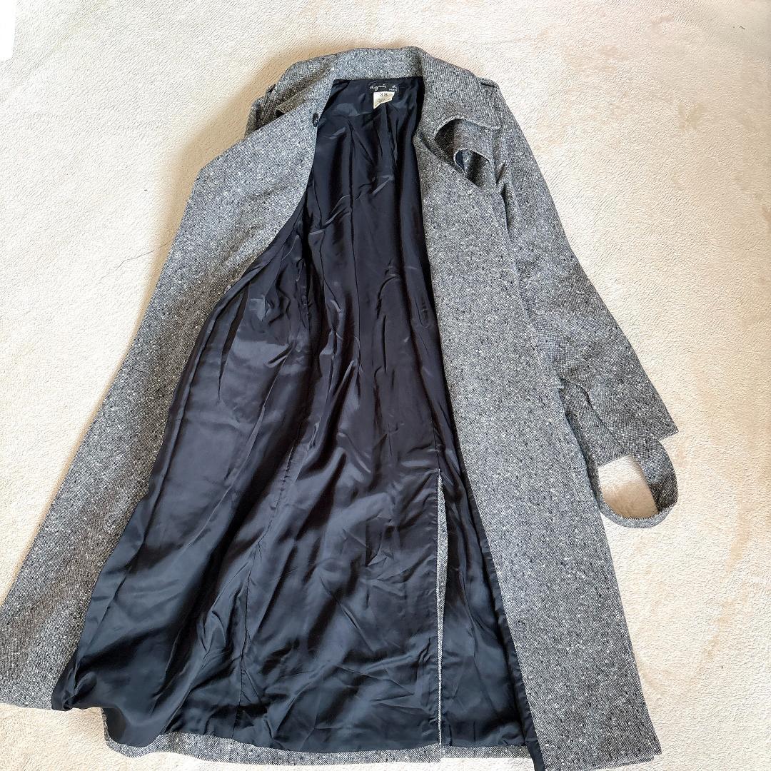 アニエスべー⭐️アンゴラ混 ミックスツイード チェスターコート ベルト付き 38