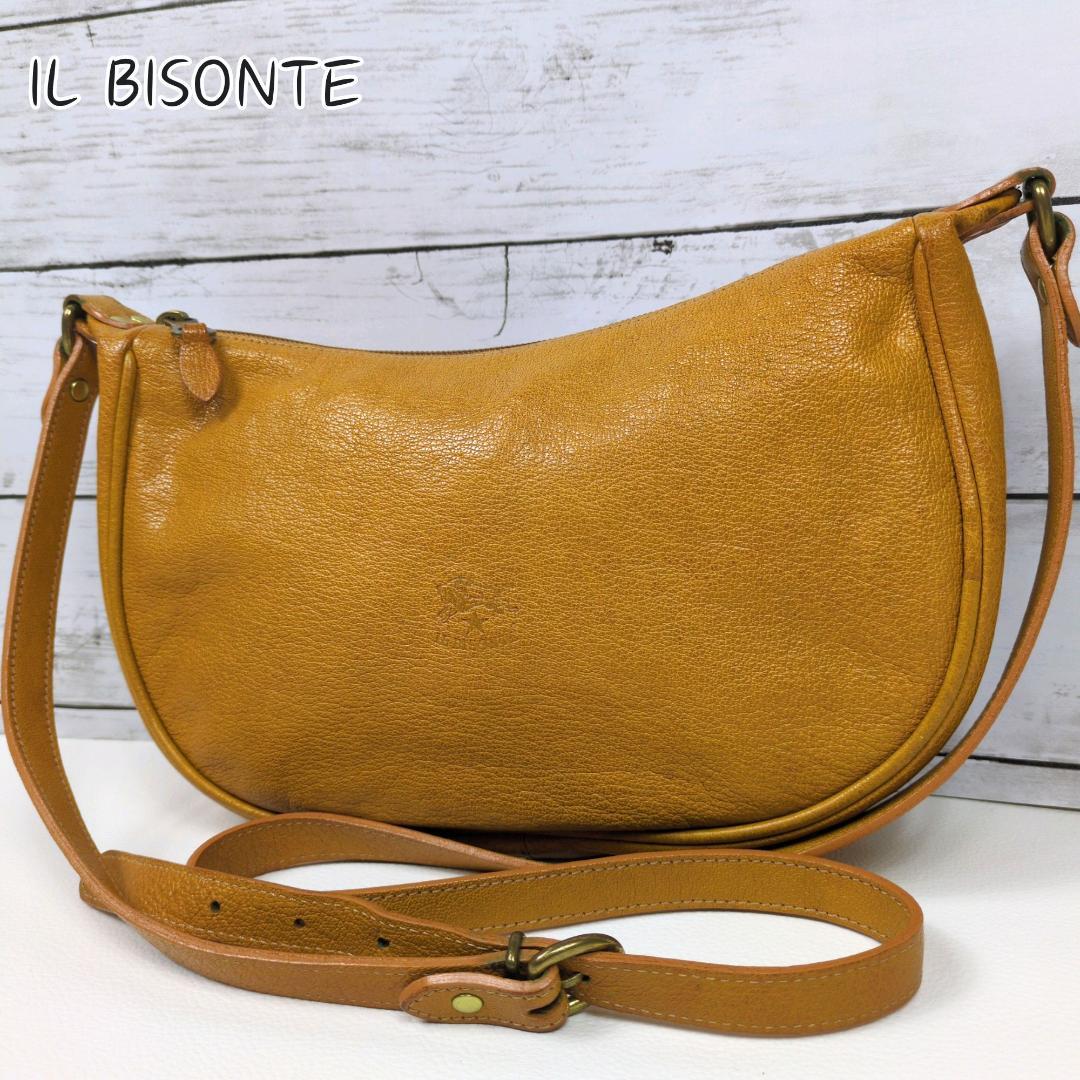 イルビゾンテ ショルダーバッグ キャメル ハーフムーン 三日月 シボ
