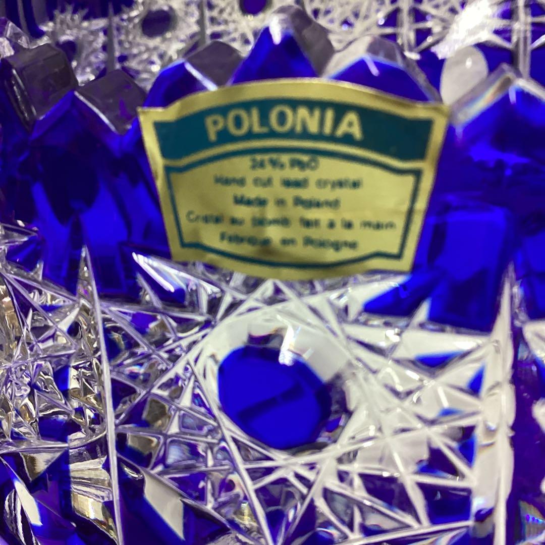 U 未使用　POLONIA　クリスタル　カット　ガラスボウル　切子　25ｃｍ