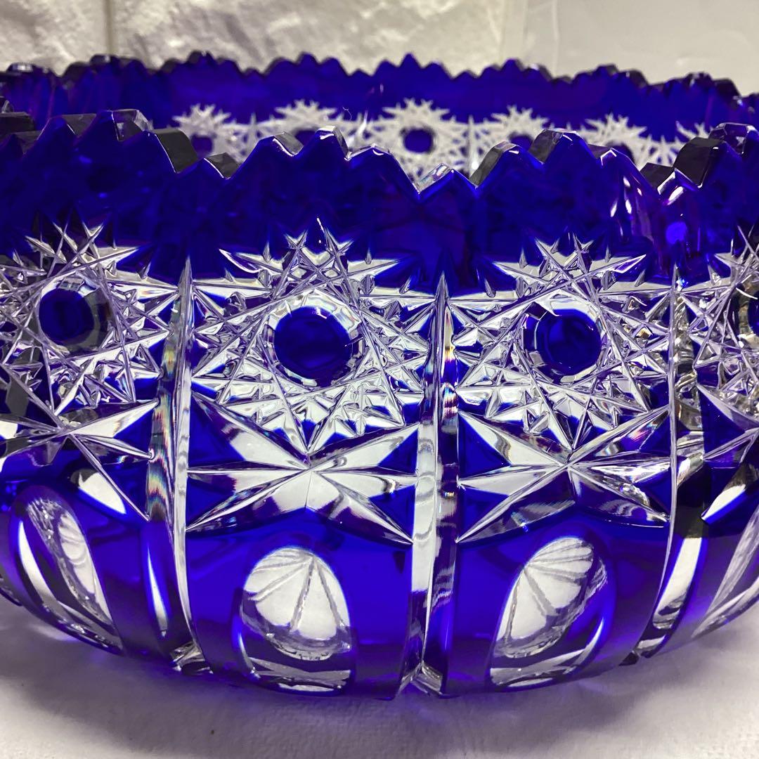 U 未使用　POLONIA　クリスタル　カット　ガラスボウル　切子　25ｃｍ